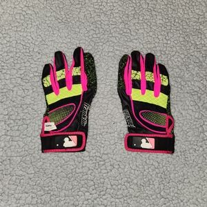 Kids' Pink and Green Batting Gloves